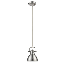 3604-M1L PW-PW - Duncan Mini Pendant with Rod in Pewter with a Pewter Shade